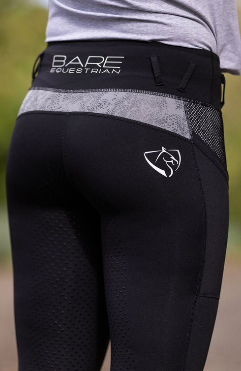 BARE Performance Riding Tights - Grey Python
